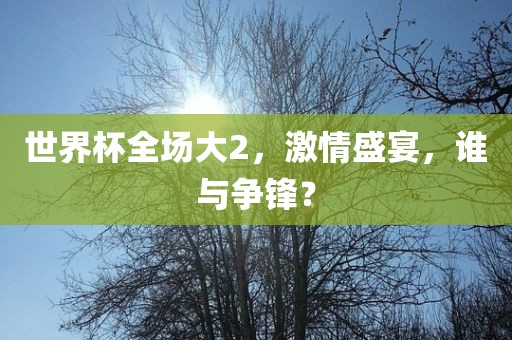 世界杯全场大2，激情盛宴，谁与争锋？