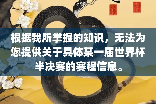 根据我所掌握的知识，无法为您提供关于具体某一届世界杯半决赛的赛程信息。