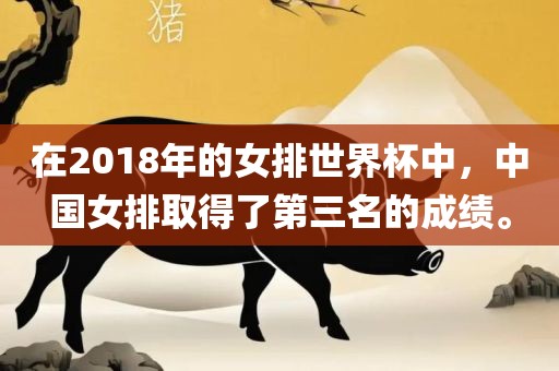 在2018年的女排世界杯中，中国女排取得了第三名的成绩。