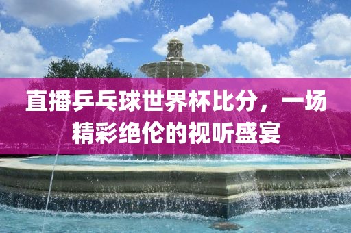 直播乒乓球世界杯比分，一场精彩绝伦的视听盛宴