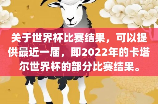 关于世界杯比赛结果，可以提供最近一届，即2022年的卡塔尔世界杯的部分比赛结果。