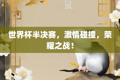 世界杯半决赛，激情碰撞，荣耀之战！