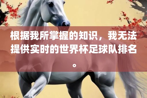 根据我所掌握的知识，我无法提供实时的世界杯足球队排名。