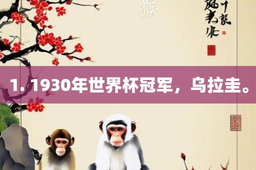 1. 1930年世界杯冠军，乌拉圭。