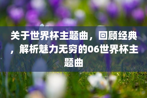关于世界杯主题曲，回顾经典，解析魅力无穷的06世界杯主题曲眉山市正发家政服务有限公司