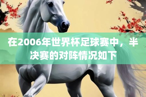 在2006年世界杯足眉山市正发家政服务有限公司球赛中，半决赛的对阵情况如下