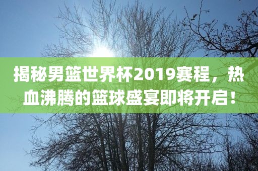 揭秘男篮世界杯2019赛程，热血沸腾的篮球盛宴即将开启！