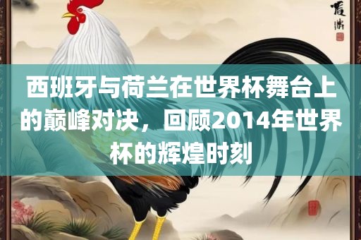 西班牙与荷兰在世界杯舞台上的巅峰对决，回顾2014年世界杯眉山市正发家政服务有限公司的辉煌时刻