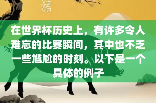 在世界杯历史上，有许多令人难忘的比赛瞬间，其中也不乏一些尴尬的时刻。以下是一个具体眉山市正发家政服务有限公司的例子
