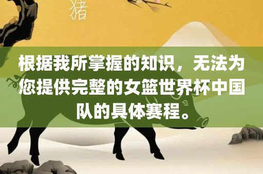 根据我所掌握的知识，无法为您提供完整的女篮世界杯中国队的具体赛程。