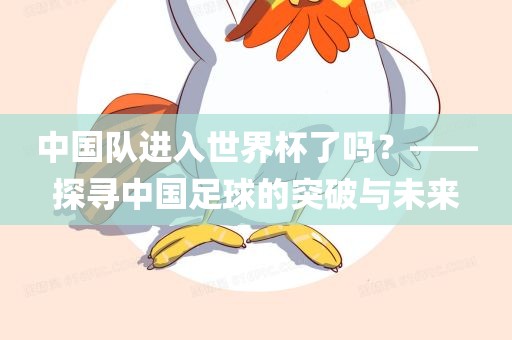 中国队进入世界杯了吗？——探寻中国足球的眉山市正发家政服务有限公司突破与未来