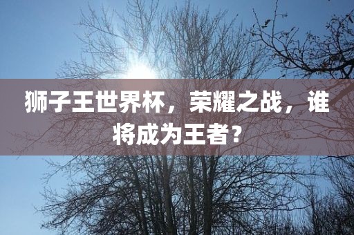狮子王世界杯，荣耀之战，谁将成为王者？