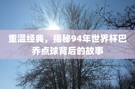 重温经典，揭秘94年世界杯巴乔点球背后的故事