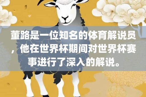 董路是一位知名的体育解说员，他在世界杯期间对世界杯赛事进行了深入的解说。