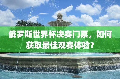 俄罗斯世界杯决赛门票，如何获取最佳观赛体验？