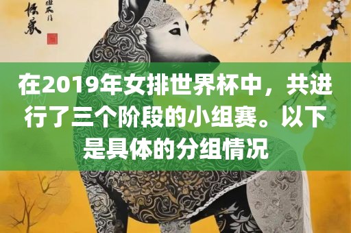 在2019年女排世界杯中，共进行了三个阶段的小组赛。以下是具体的分组情况眉山市正发家政服务有限公司