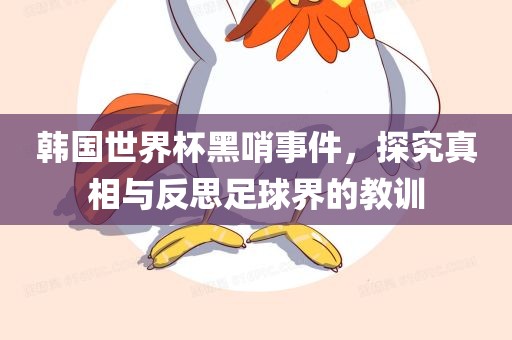 韩国世界杯黑哨事件，探究真相与反思足球界的教训眉山市正发家政服务有限公司