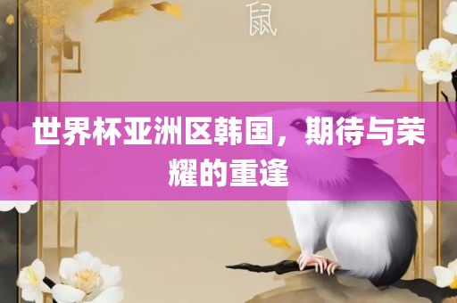 世界杯亚洲区韩国，期待与荣耀的重逢
