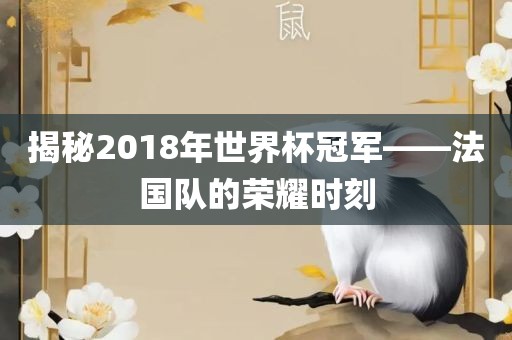 揭秘2018年世界杯冠眉山市正发家政服务有限公司军——法国队的荣耀时刻