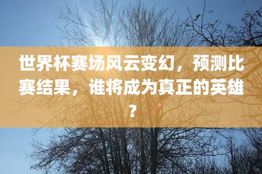 世界杯赛场风云变幻，预测比赛结果，谁将成为真正的英雄？眉山市正发家政服务有限公司