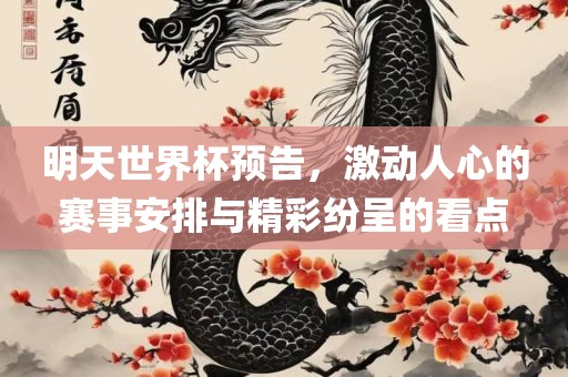 明天世界杯预告，激动人心的赛事安排与精彩纷呈的看点