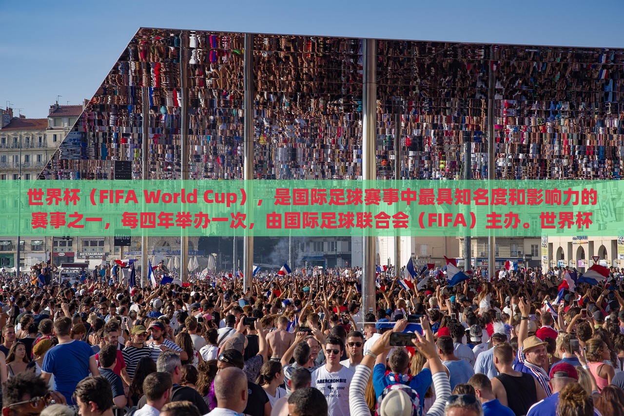 世界杯（FIFA World Cup），是国际足球赛事中最具知名度和影响力的赛事之一，每四年举办一次，由国际足球联合会（FIFA）主办。世界杯的举办是为了促进全球足球运动的发展，并加强各国之间的交流与友谊。世界杯赛事的规模和影响力在逐渐扩大，已经成为全球体育界最盛大的赛事之一。眉山市正发家政服务有限公司